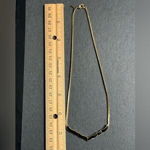 Vintage Monet 7 1/2” Gold tone Black enlay chocker necklace